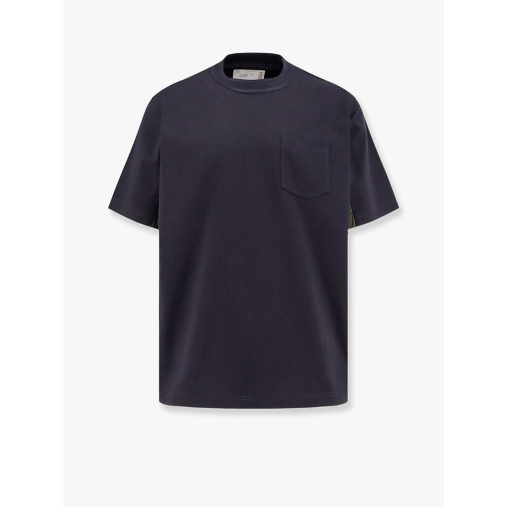 Sacai Men Cotton T-Shirt With Nylon Inserts